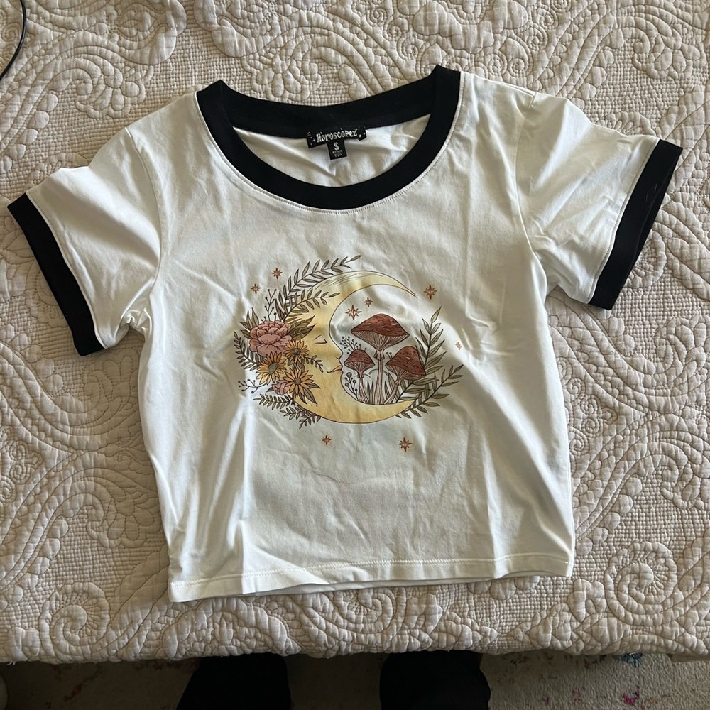 Dolls Kill Horoscopez Mushroom Moon Ringer Baby Tee